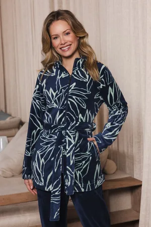 Pastunette Huispak Dames Fleece - Donkerblauw - Warm winter 2-delig pyjama pak - 40
