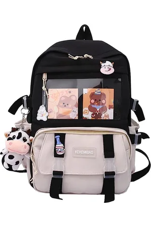 Merkloos Kawaii Rugzak met Kawaii-hanger en accessoires, leuke boekentas, mooie rugzak, Harajuku-schooltas voor tienermeisjes, 43 x 30 x 13 cm