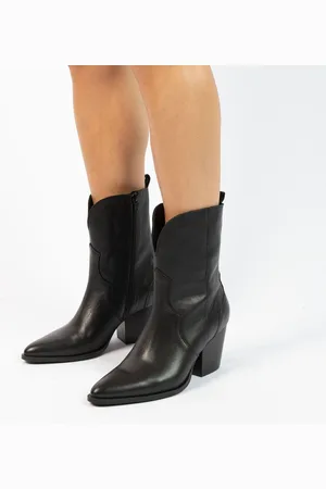 Manfield Dames - Zwarte leren cowboy laarzen