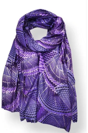 Merkloos Lange dames sjaal Eva fantasiemotief lila mauve lavendel zwart goud