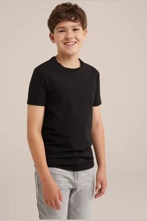 WE Fashion Jongens basic T-shirt met ronde hals, 2-pack