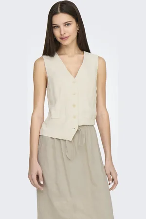 ONLY Gilet Onliris-siesta S/l Linen Bl Vest Tl 15348125 Moonbeam Dames