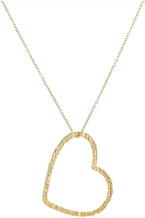 Bijoutheek Collier Gehamerd Hart Groot