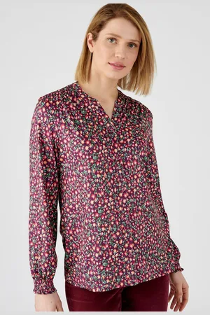Damart Gesmokte blouse in warm, gebloemd stretchtricot - Dames - - L