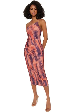 Trendyol Zwarte Bodycon Midi-Jurk Met Één Schouder En Verstelbare Bandjes, Gebreide Kokerjurk Twoss23El01577