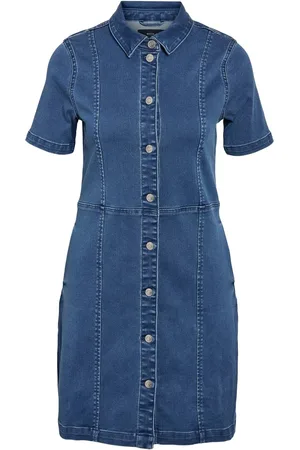 Noisy May Jurk Nmnisa S/s Slim Denim Dress Vi534mb 27032702 Medium Blue Denim Dames