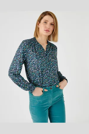 Damart Gesmokte blouse in warm, gebloemd stretchtricot - Dames - - S