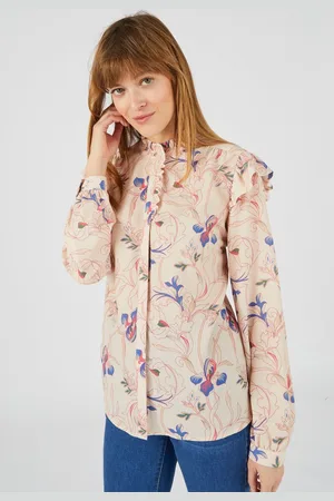 Damart Blouse met volants in crêpestof met stretch en reliëf - Dames - - 50