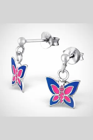Zilver 925 en oorstekers - vlinder - roze/
