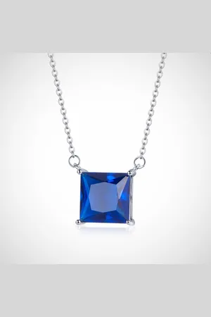 Zilver 925 sterling en ketting met hanger voor dames – blauwe zirkoon steen