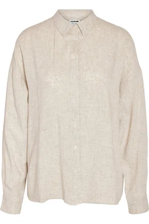 Noisy May Blouse Nmleilani L/s Loose Shirt Noos 27026486 Natural Dames