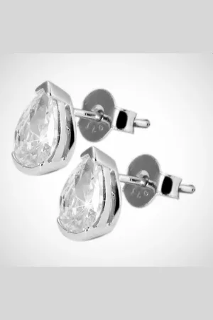 Zilver En oorstekers, dames oorbellen, druppelvormige zirkonia steen, gerodineerd