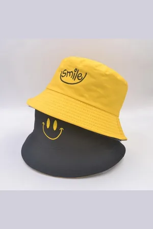 Merkloos Reversible bucket hat - vissershoedje - zonnehoed - smiley - omkeerbaar