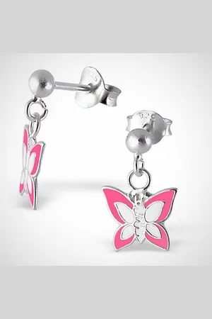 Zilver Sterling en oorstekers - vlinder - / wit
