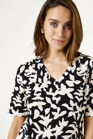 Garcia Dames All over print Jurk Zwart Korte mouw