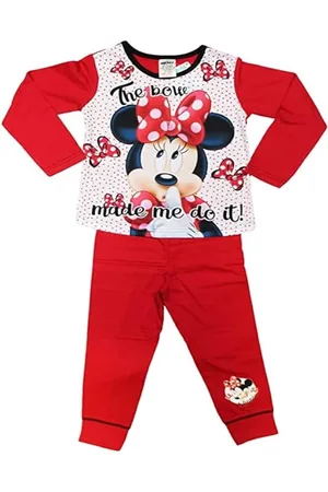 Minnie Pyjama - Rood met wit - Disney pyjamabroek en pyjamajasje - maat 134/140