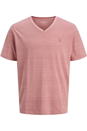 JACK & JONES JACK&JONES JCOCONTRAST TEE SS V-NECK SMU Heren T-shirt - Pink Icing New