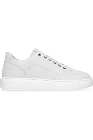 Manfield Heren - Witte nubuck sneakers