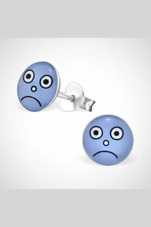 Zilver Smiley 925 sterling oorstekers - droevig