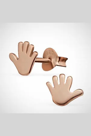 Zilver En kinderoorbellen - hand - rosé goud