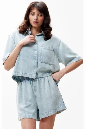 Catwalk Junkie Denim blouse met korte mouwen mt M-38