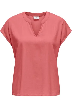 JDY CAYA LION LINEN S/S TOP WVN DIA Dames Top - Rose Of Sharon