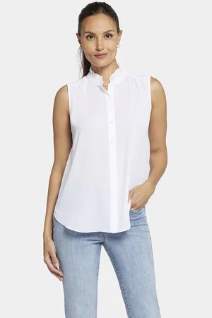 NYDJ Mouwloze Ruches Kraag Blouse