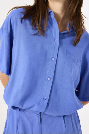 Garcia Dames Blouse Blauw Korte mouw