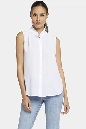 NYDJ Mouwloze Ruches Kraag Blouse