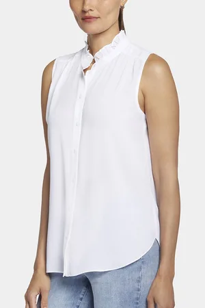 NYDJ Mouwloze Ruches Kraag Blouse