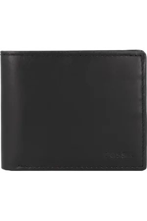 Fossil Leren Portemonnee Derrick RFID Large Coin Pocket Bifold Zwart