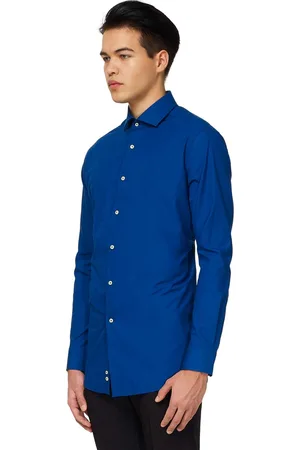 OppoSuits Navy Royale Shirt - Heren Overhemd - Casual Effen Gekleurd - Blauw