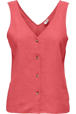 JDY SAY S/L LINEN V-NECK TOP WVN DIA - Dames - Blouses