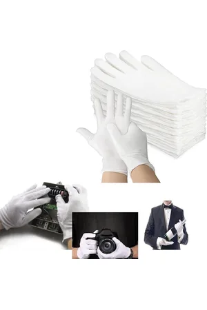 Merkloos 12 paar witte zachte katoenen handschoenen - 24 cm lang - voor cosmetica, inspectie van sieradenmunten, onderzoekshandschoenen, servicehandschoenen - herbruikbaar - rekbare, hydraterende handschoenen