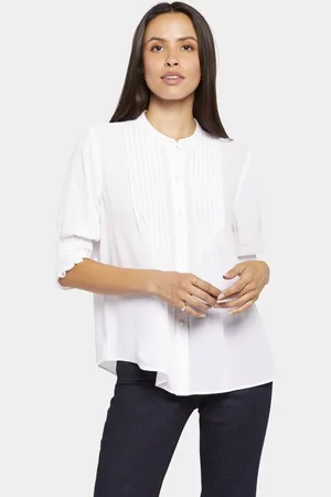 NYDJ Geplooide Korte Mouwen Blouse