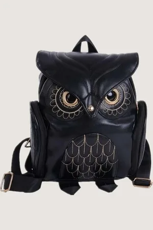 Merkloos Tas - Gothic - Uil - Handtas schoudertas ketting goth - Schoudertas - schooltas klein Imitatie leer nepleer