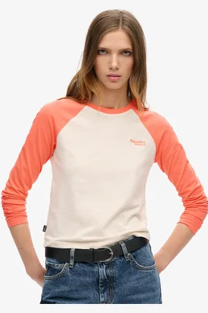 Superdry Essential Logo Baseball T-shirt Met Lange Mouwen Oranje XS Vrouw