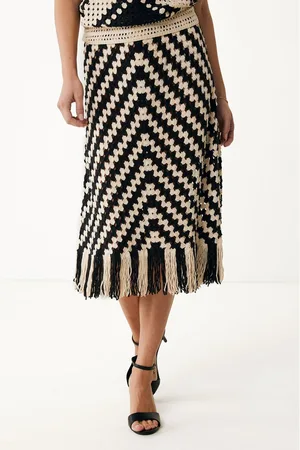 Mexx Geo Flat Knit Skirt Black Dames