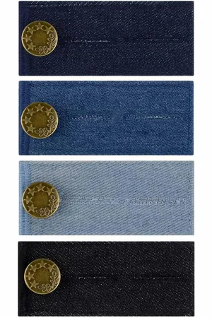 Merkloos 4 stuks jeansknoopverlengers - knoopsgatverlengers - taillebandverlenger - knoopsgatenelastiek - katoen - 8,5 cm - verstelbaar - naaiaccessoires - voor broeken jeans broeken rokken verstelbare taillebandverlengers (multi-kleur)