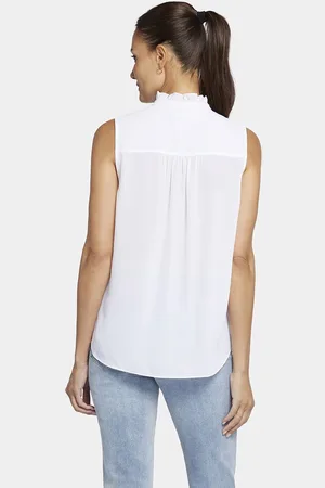 NYDJ Mouwloze Ruches Kraag Blouse