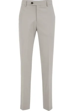 WE Fashion Heren Slim fit seersucker pantalon