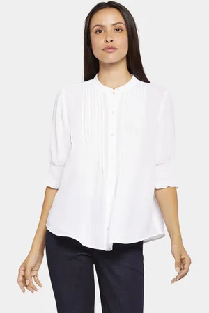 NYDJ Geplooide Korte Mouwen Blouse
