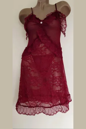 Merkloos Lingerie set one size 36-42 bordeaux rood