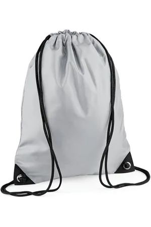 BagBase 2x stuks nylon sport/zwemmen gymtas/ gymtasje met rijgkoord 45 x 34 cm - Lichtgrijs - Kinder tasjes