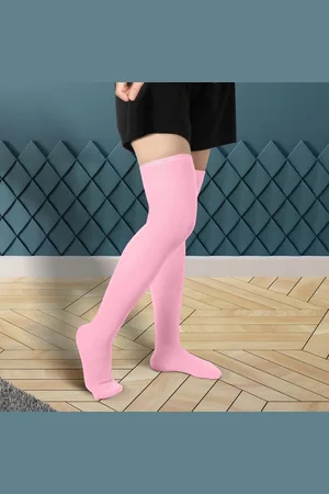 Merkloos Dijkousen van Zacht Katoen - Kniekousen voor Dames en Meisjes - Thigh High Socks voor Dagelijks Gebruik en Kerstcosplay