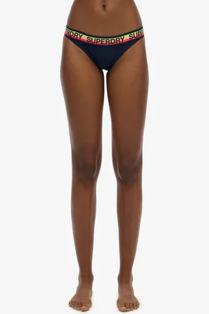 Superdry Logo Classic Bikini Broek Blauw M Vrouw