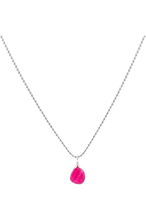 Heaven Eleven Dames ketting - ballchain RVS - agaat - 74cm