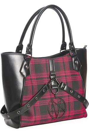 Banned Retro Schoudertas/Shopper Shopper met Pentagram hanger In Oblivion We Trust - tartan - (bxhxd) ca. 42cm x 28cm x 14cm