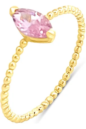 Silventi 9NBSAM-G230087 Gouden Ring met Zirkonia Steentje - Dames - Ovaal - 8,5x4mm -