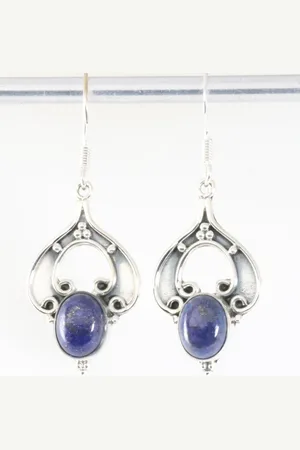 AsiAsia Bewerkte zilveren oorbellen met lapis lazuli